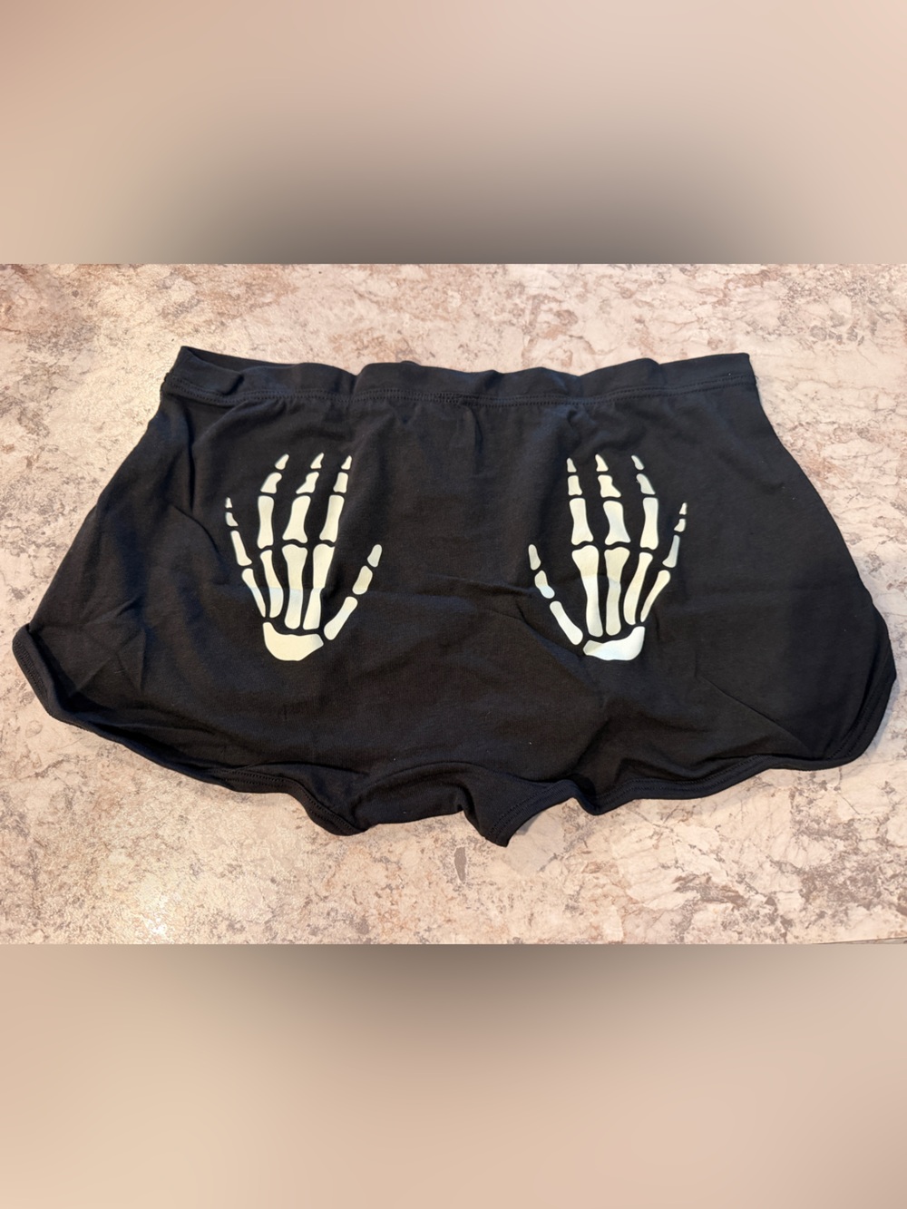 VS PINK Cotton Dorm Boyshort Panty Skeleton Hands Glow in the Dark NWT Large